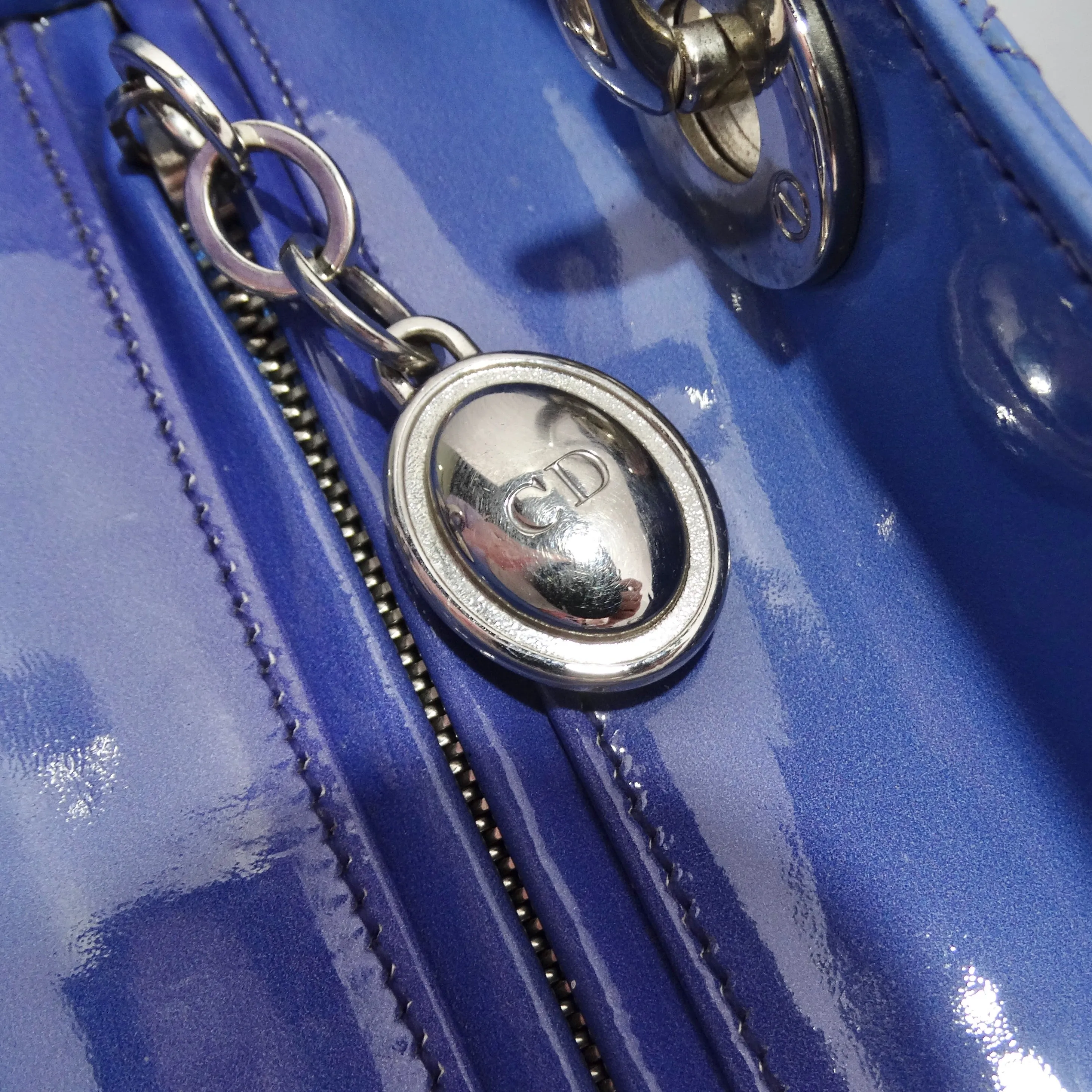 Christian Dior Patent Cannage Gradient Medium Lady Dior Purple Blue