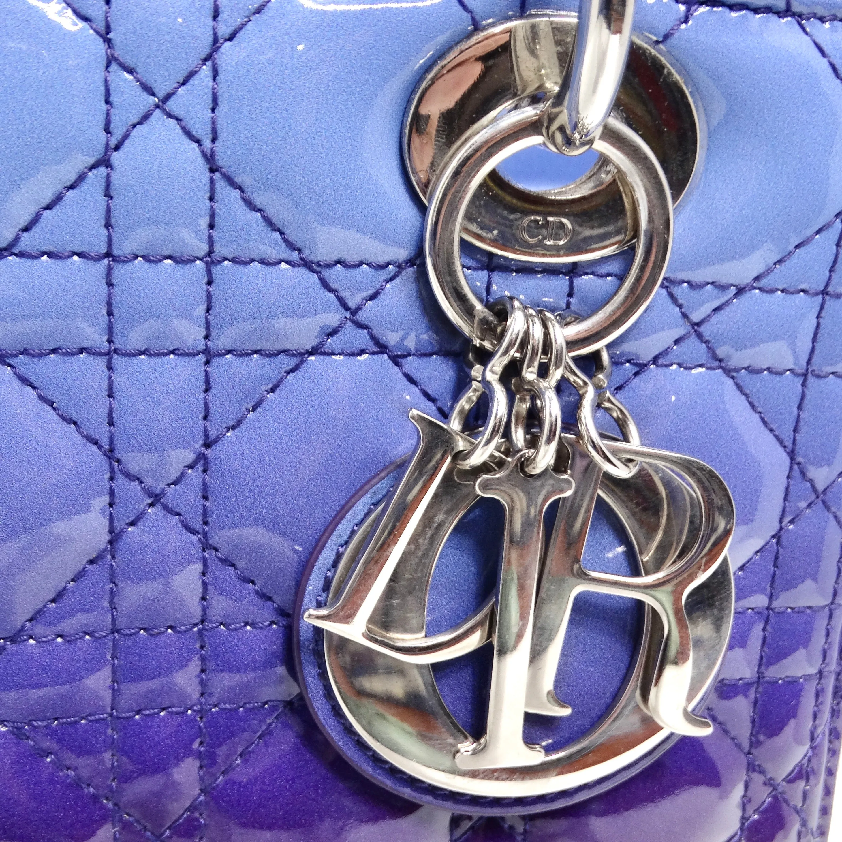Christian Dior Patent Cannage Gradient Medium Lady Dior Purple Blue