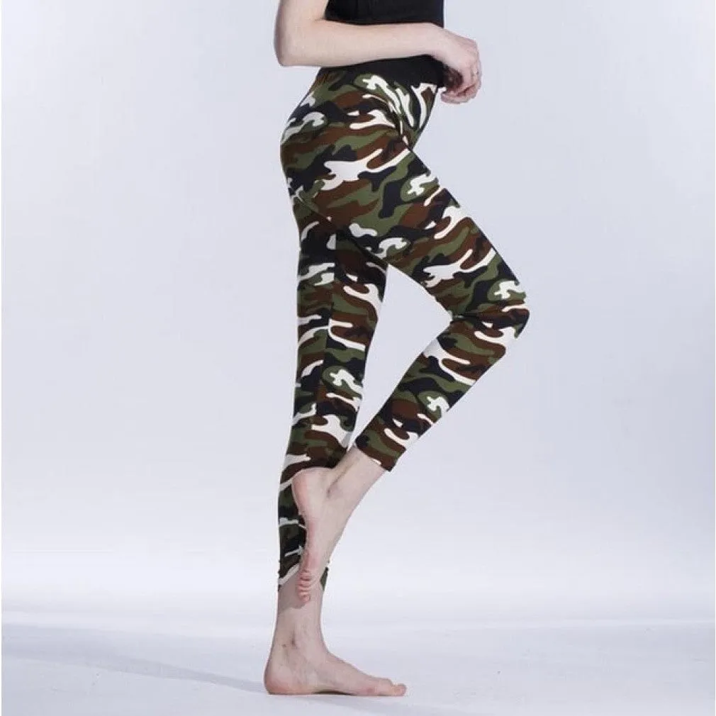 ContiNent 33 Womens for Leggins Graffiti Style Slim Stretch Trouser Army Green Leggings Deportes Pants