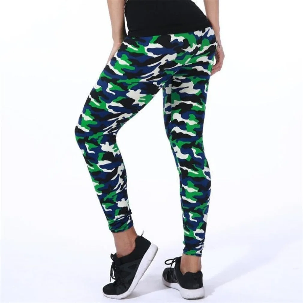 ContiNent 33 Womens for Leggins Graffiti Style Slim Stretch Trouser Army Green Leggings Deportes Pants