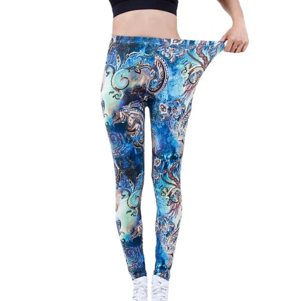 ContiNent 33 Womens for Leggins Graffiti Style Slim Stretch Trouser Army Green Leggings Deportes Pants