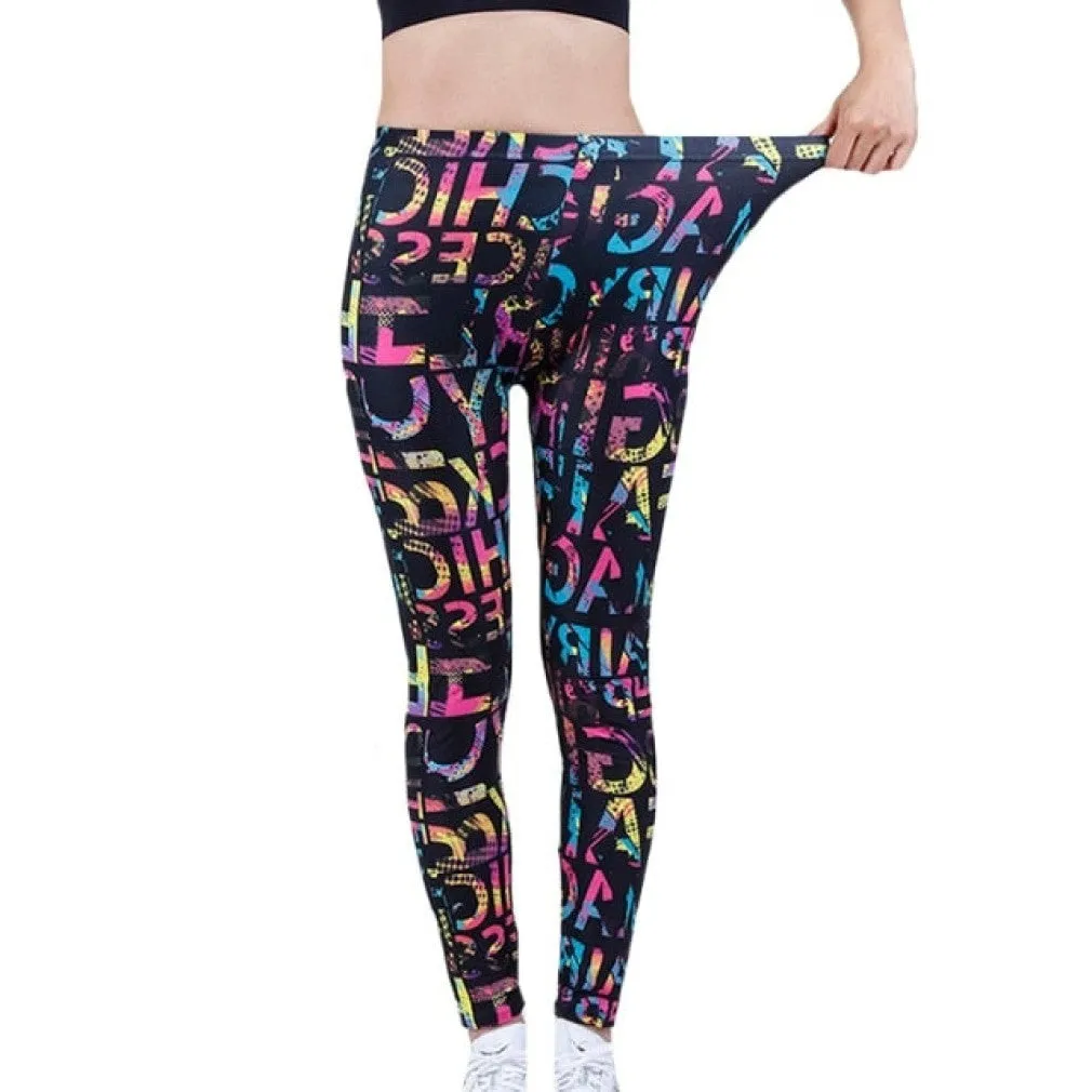ContiNent 33 Womens for Leggins Graffiti Style Slim Stretch Trouser Army Green Leggings Deportes Pants