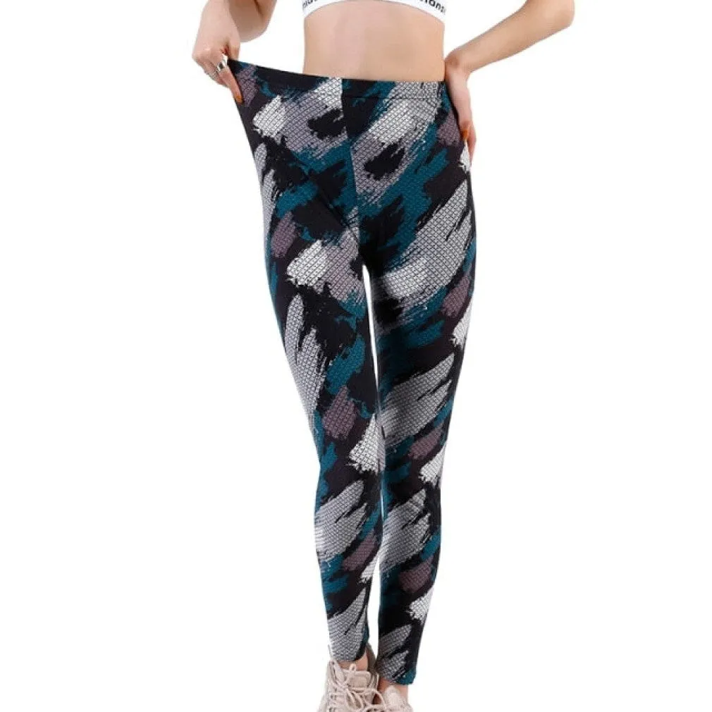 ContiNent 33 Womens for Leggins Graffiti Style Slim Stretch Trouser Army Green Leggings Deportes Pants