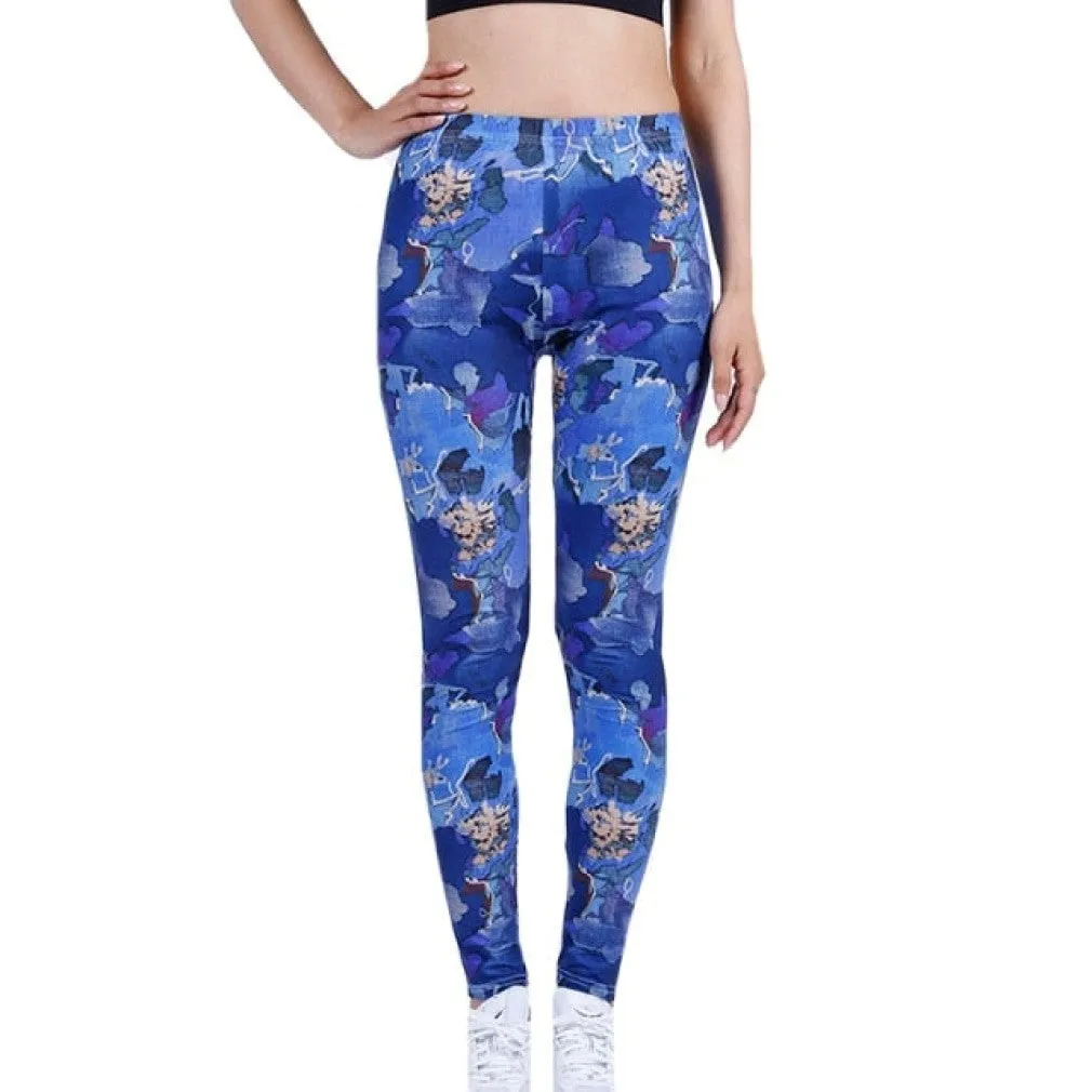 ContiNent 33 Womens for Leggins Graffiti Style Slim Stretch Trouser Army Green Leggings Deportes Pants