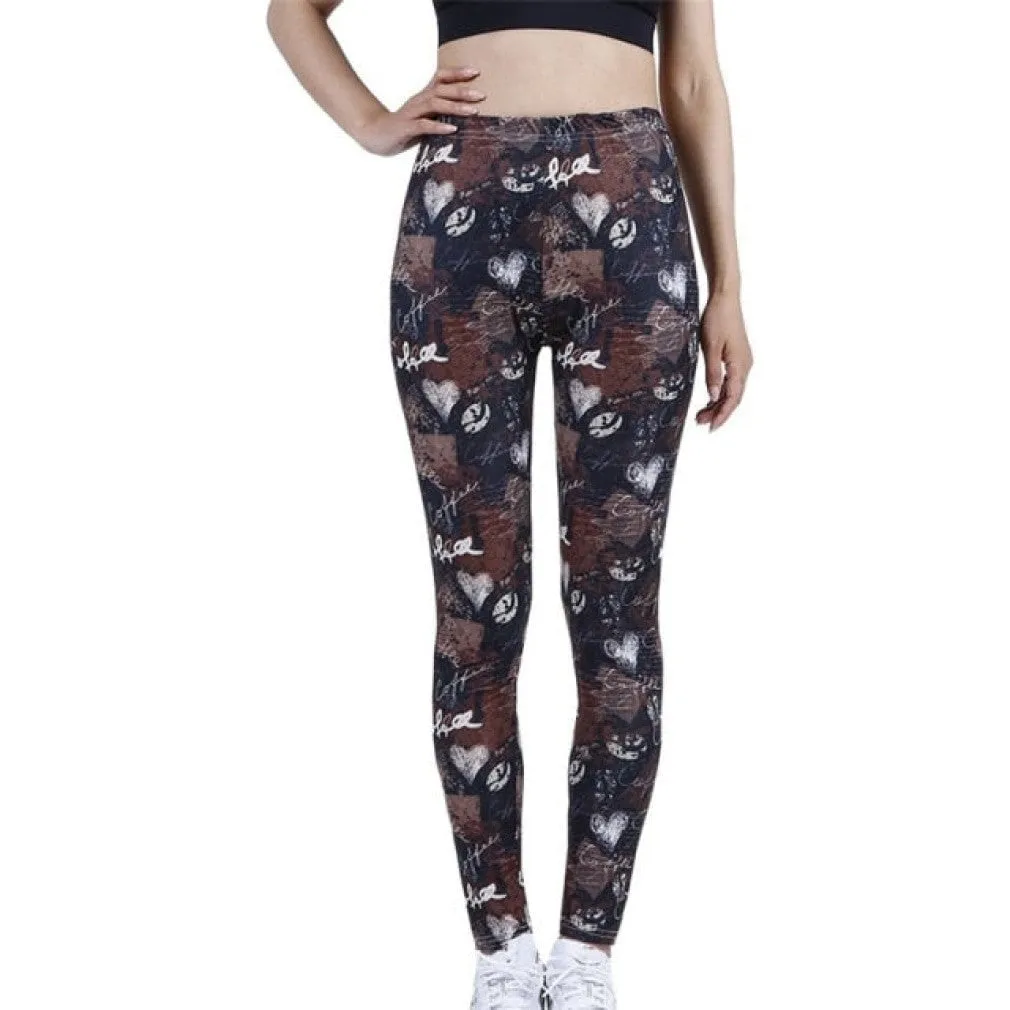 ContiNent 33 Womens for Leggins Graffiti Style Slim Stretch Trouser Army Green Leggings Deportes Pants