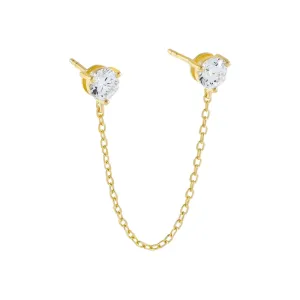 CZ Stone Chain Stud Earring