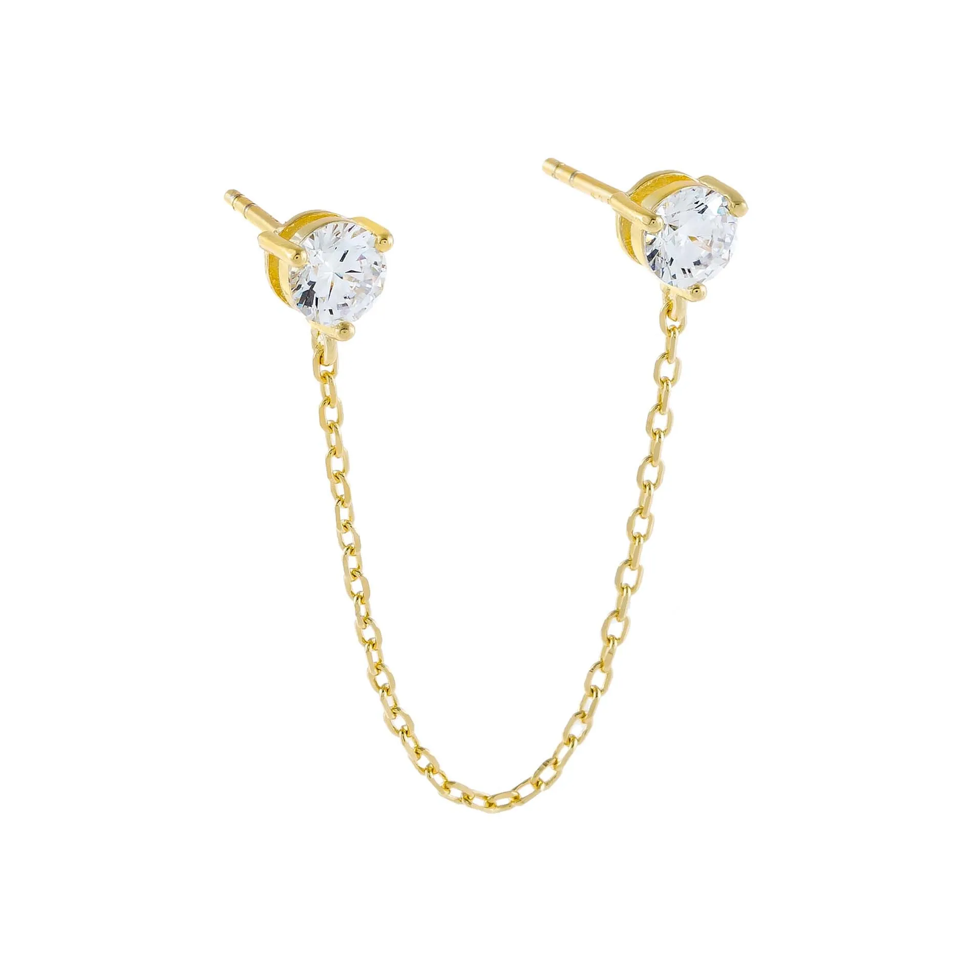CZ Stone Chain Stud Earring