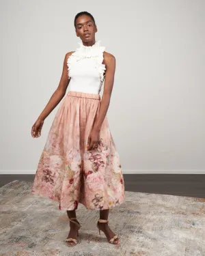 dancer floral midi skirt - blush garden floral