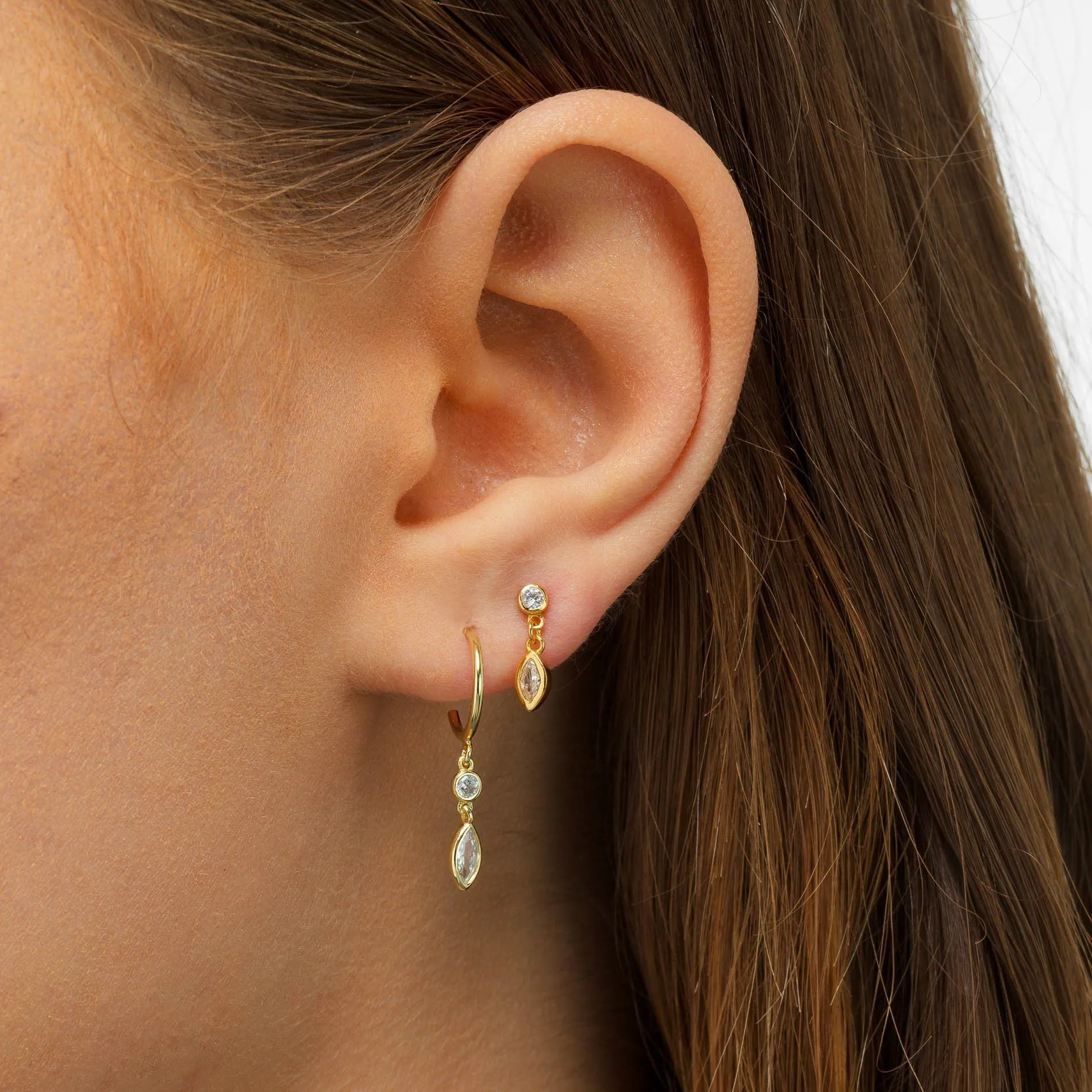 Dangling Bezel Stud Earring