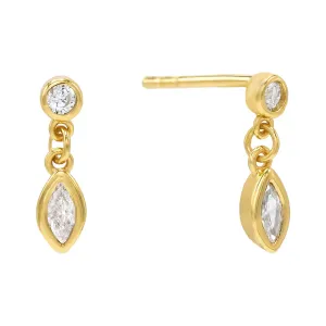 Dangling Bezel Stud Earring