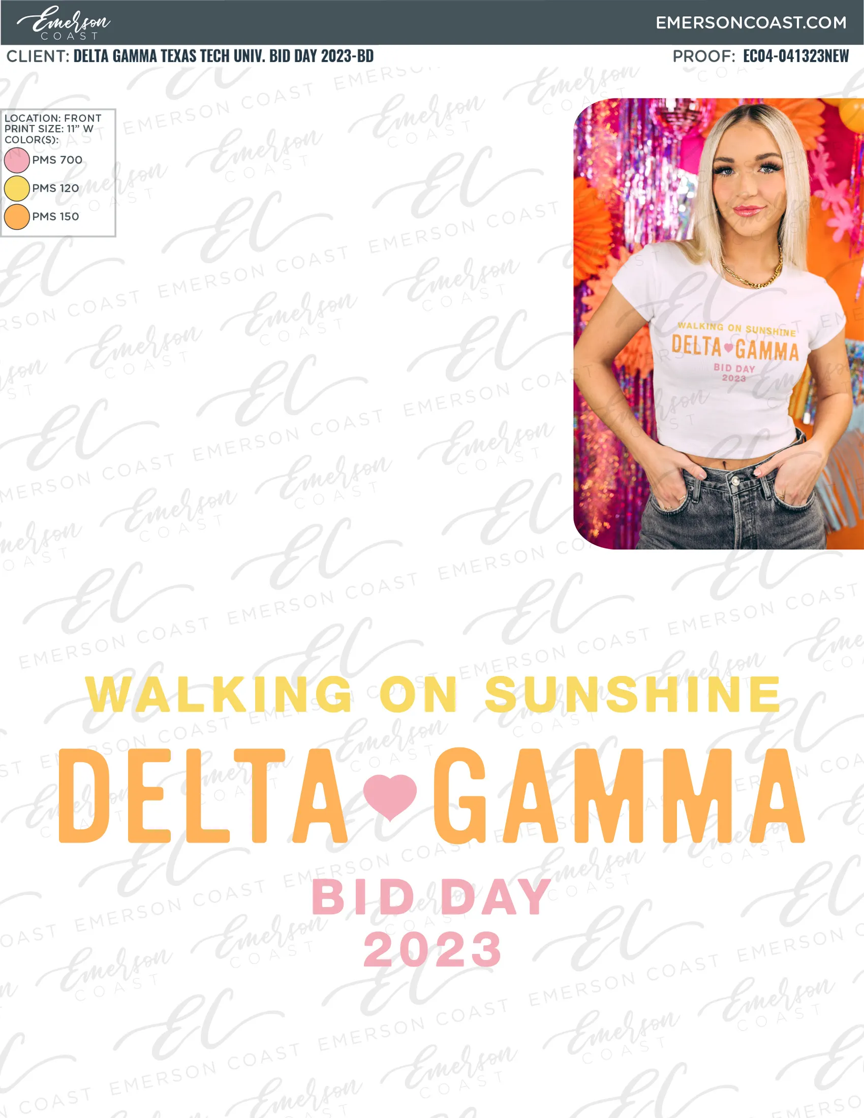 Delta Gamma Walking On Sunshine Bid Day Tee