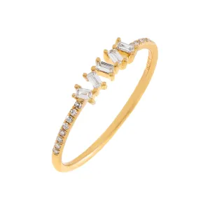 Diamond Scattered Baguette Ring 14K