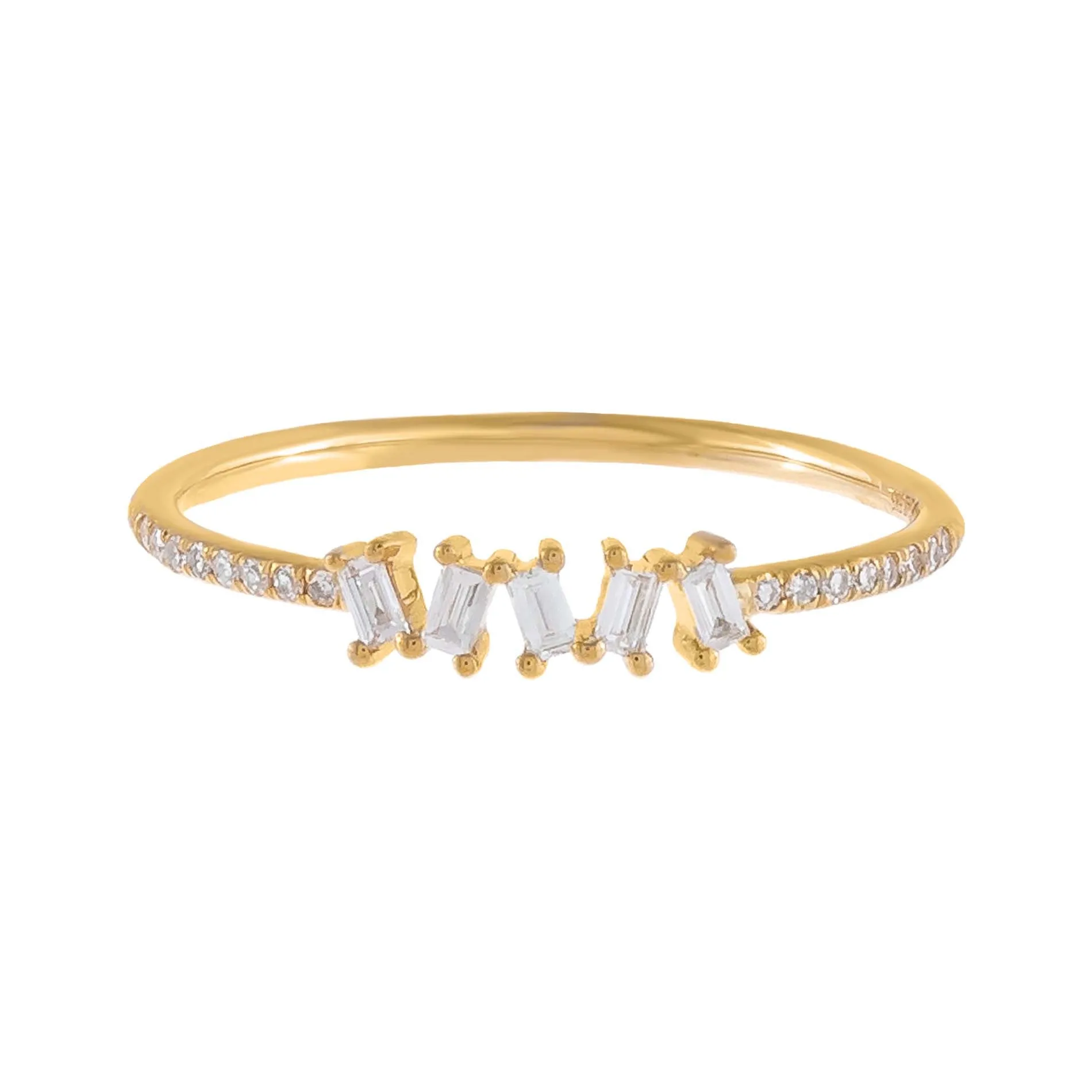 Diamond Scattered Baguette Ring 14K