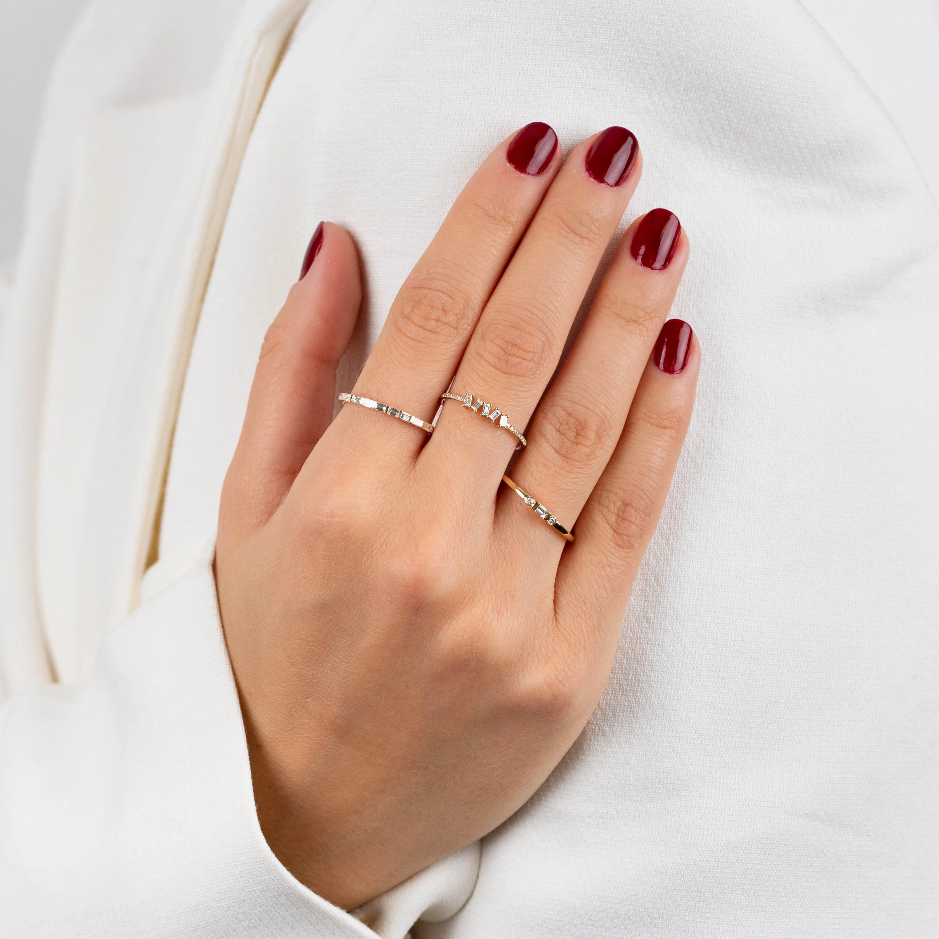 Diamond Scattered Baguette Ring 14K