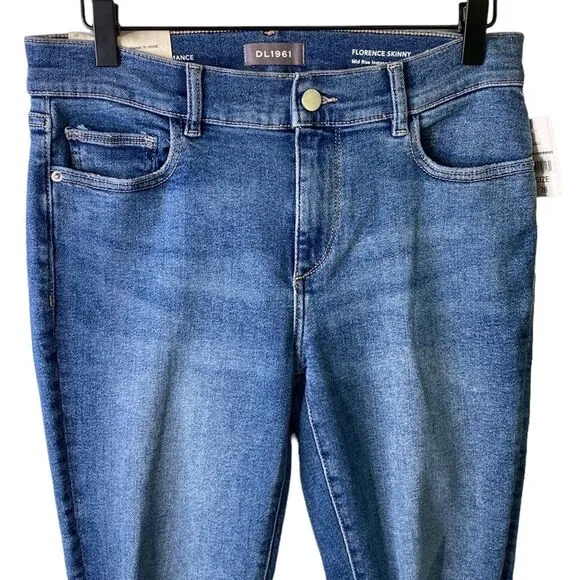 DL1961 Florence Mid-Rise Instasculpt Distressed Ankle Skinny Jeans Stretchy