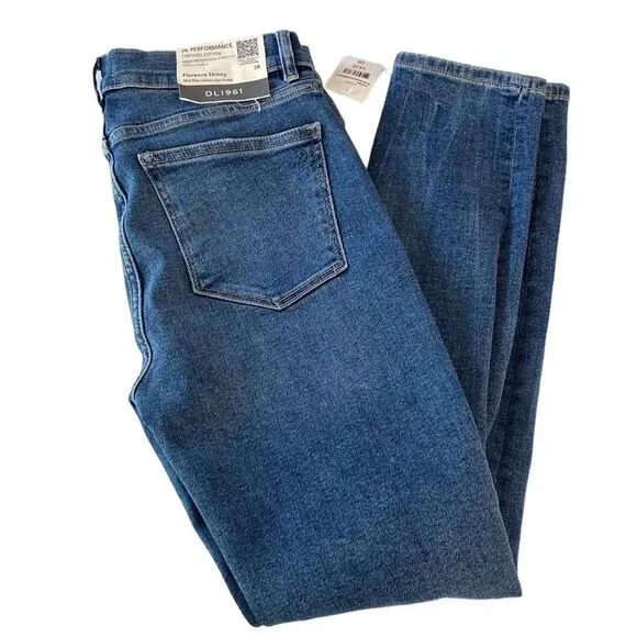 DL1961 Florence Mid-Rise Instasculpt Distressed Ankle Skinny Jeans Stretchy