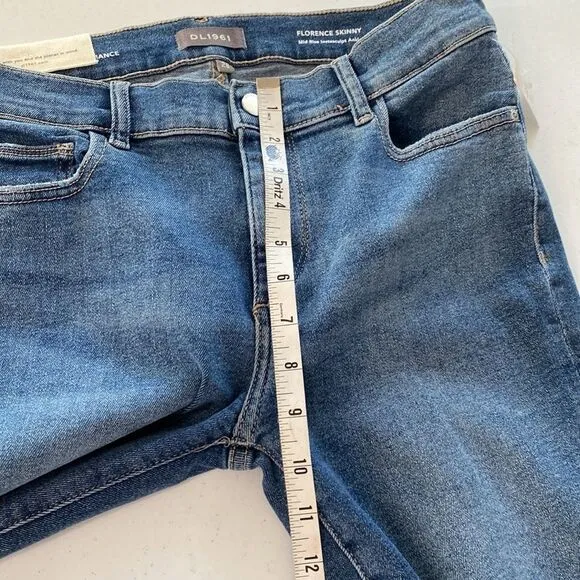 DL1961 Florence Mid-Rise Instasculpt Distressed Ankle Skinny Jeans Stretchy