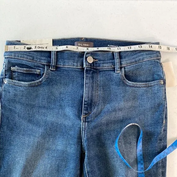 DL1961 Florence Mid-Rise Instasculpt Distressed Ankle Skinny Jeans Stretchy