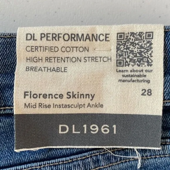 DL1961 Florence Mid-Rise Instasculpt Distressed Ankle Skinny Jeans Stretchy