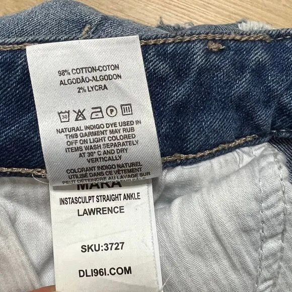 DL1961 Mara Instasculpt Straight Split Ankle Crop Jeans Size 29