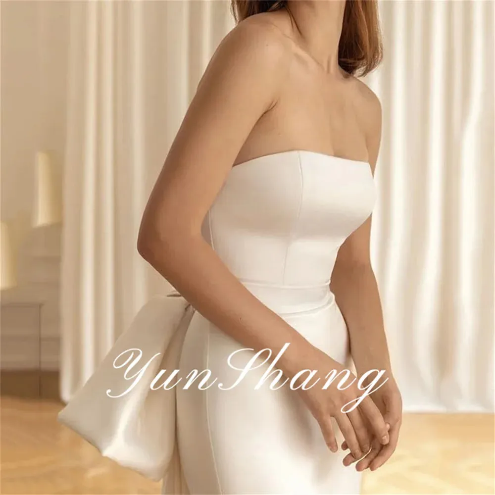 Elegant Mermaid Wedding Dresses Strapless Bow Open Back