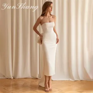 Elegant Mermaid Wedding Dresses Strapless Bow Open Back