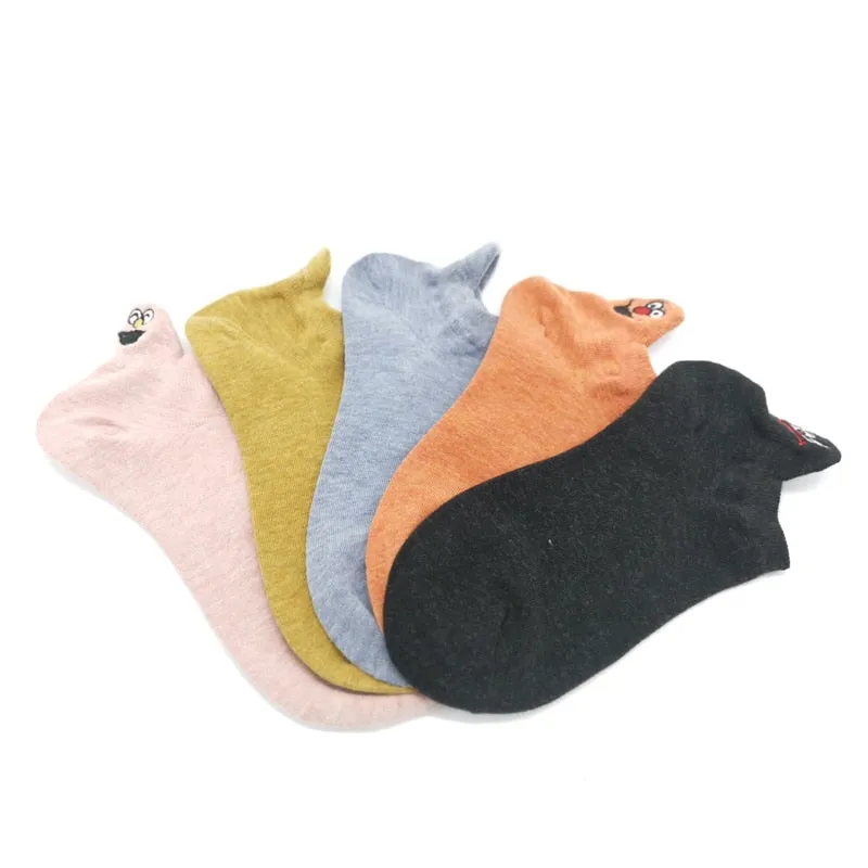 Embroidered Expression Women Socks - 5 Pairs