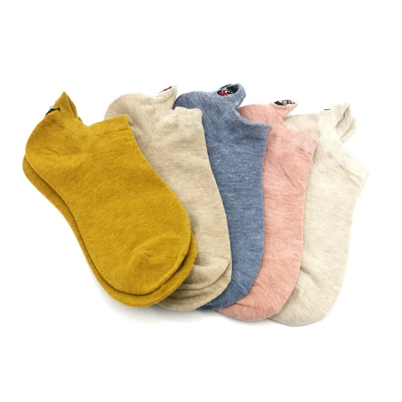 Embroidered Expression Women Socks - 5 Pairs