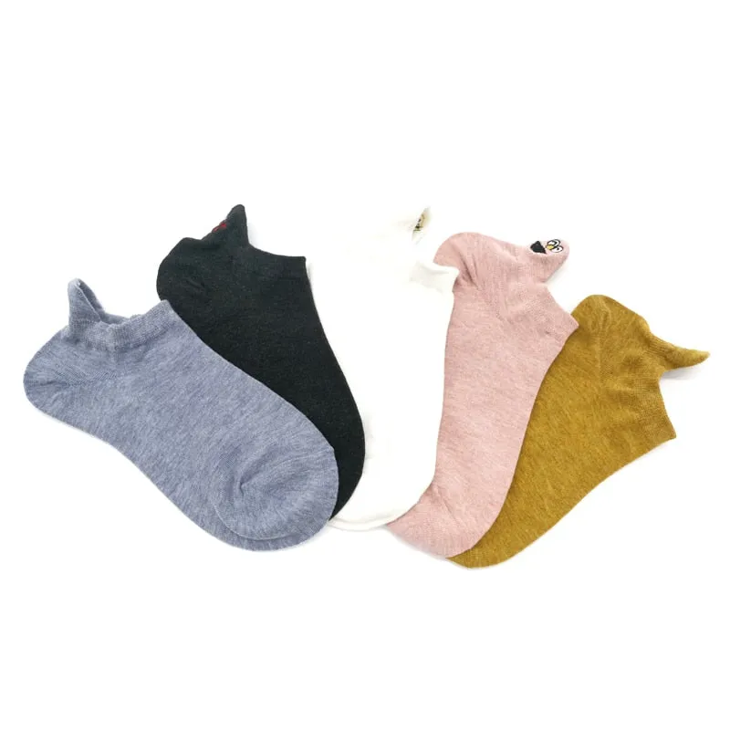 Embroidered Expression Women Socks - 5 Pairs
