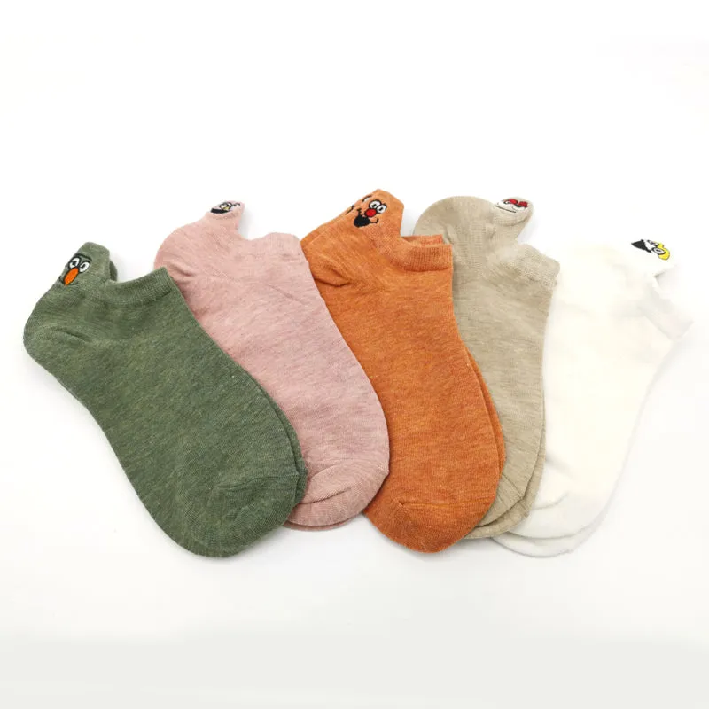Embroidered Expression Women Socks - 5 Pairs