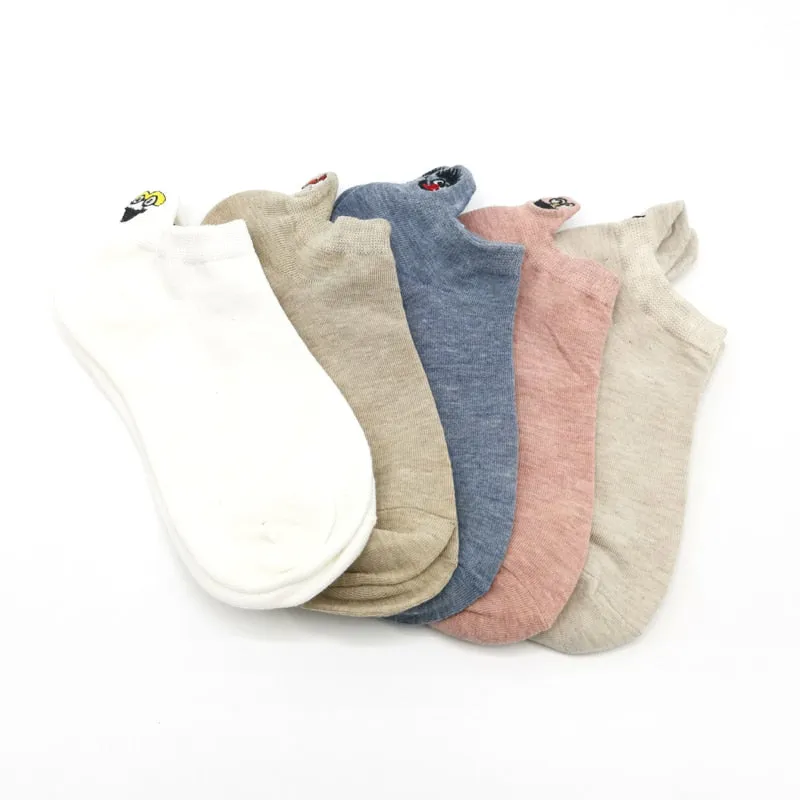 Embroidered Expression Women Socks - 5 Pairs