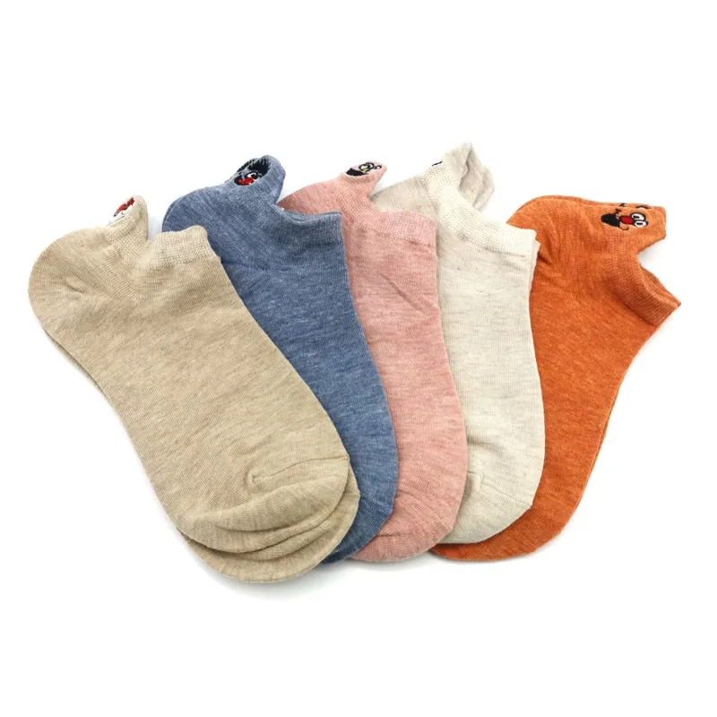 Embroidered Expression Women Socks - 5 Pairs