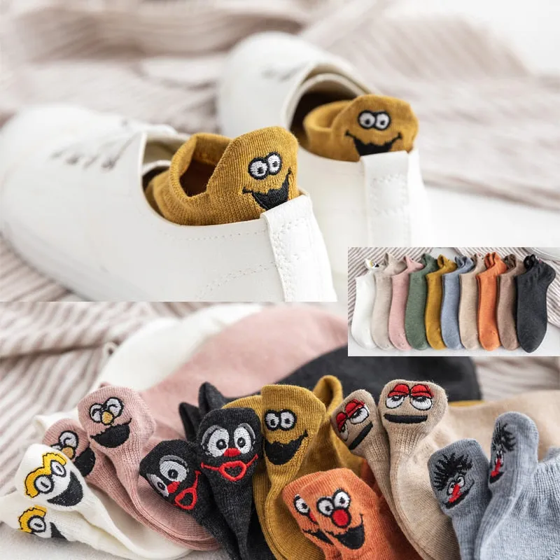 Embroidered Expression Women Socks - 5 Pairs