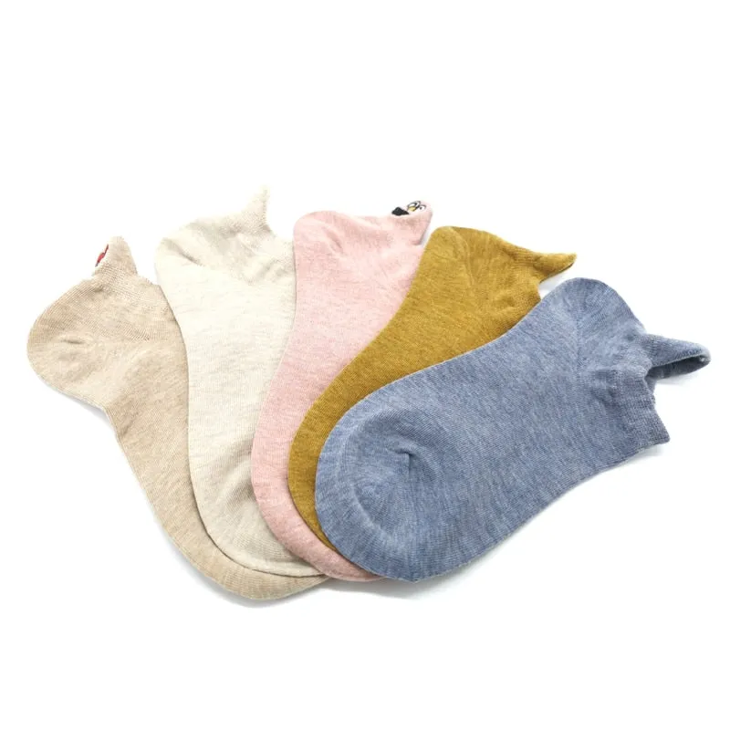 Embroidered Expression Women Socks - 5 Pairs