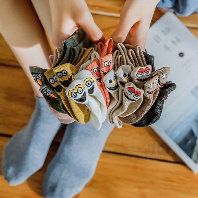Embroidered Expression Women Socks - 5 Pairs