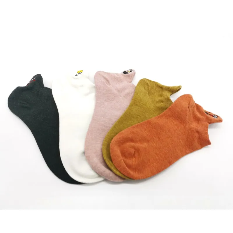 Embroidered Expression Women Socks - 5 Pairs
