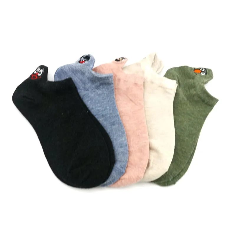 Embroidered Expression Women Socks - 5 Pairs