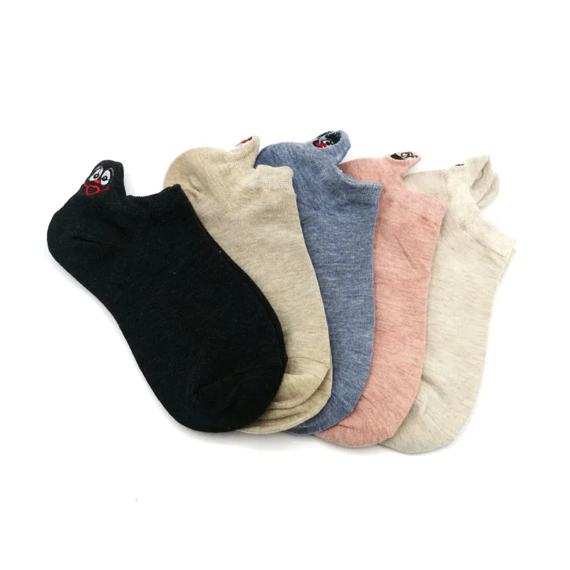 Embroidered Expression Women Socks - 5 Pairs