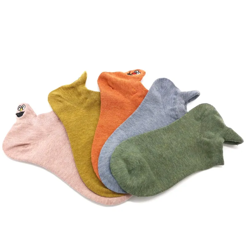 Embroidered Expression Women Socks - 5 Pairs