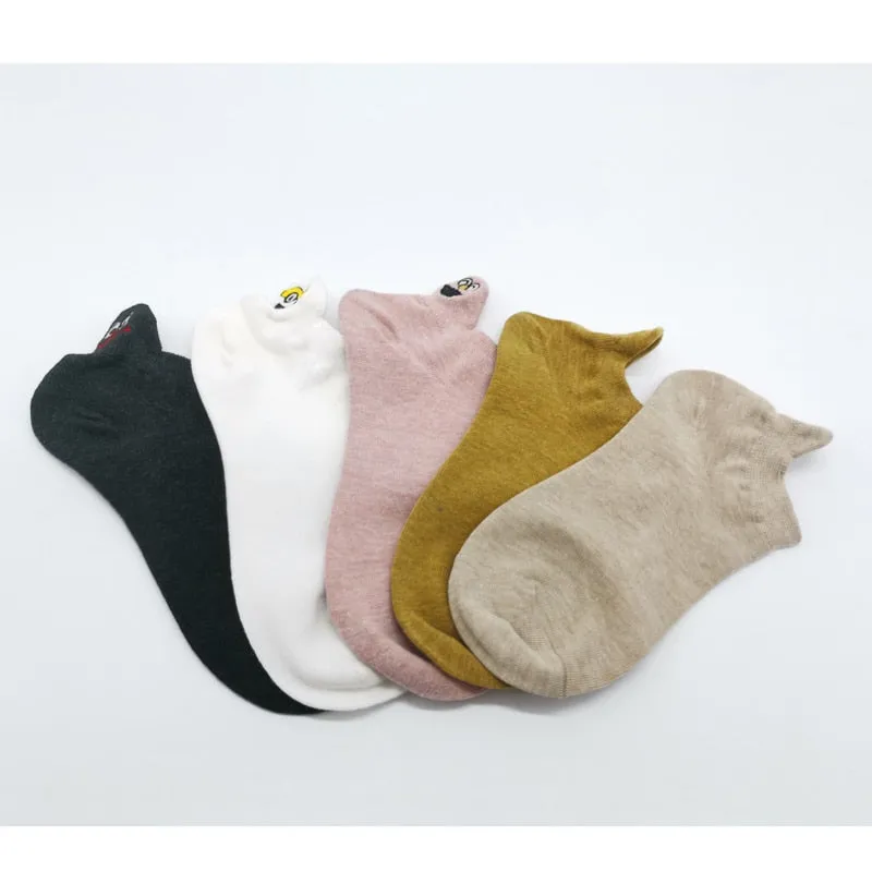 Embroidered Expression Women Socks - 5 Pairs