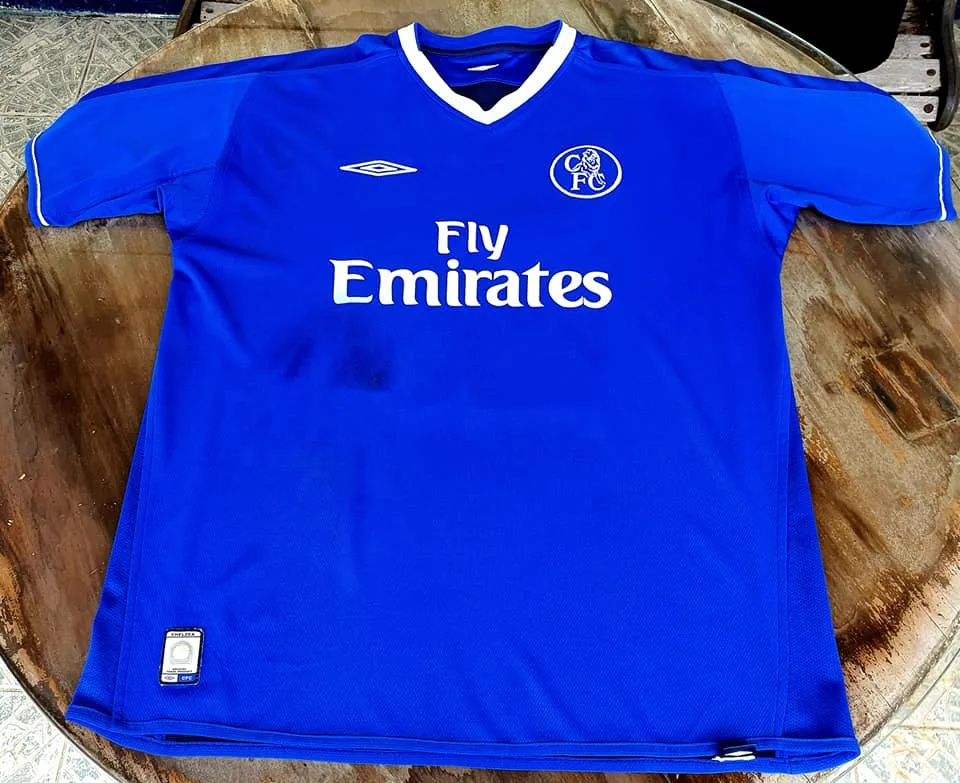 ENGLISH PREMIER CHELSEA 2004-05 PREMIER LEAGUE & LEAGUE CUP CHAMPION LEGENDARY ZOLA 25 JERSEY UMBRO REVERSIBLE SHIRT L  SOLD OUT!