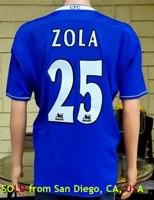 ENGLISH PREMIER CHELSEA 2004-05 PREMIER LEAGUE & LEAGUE CUP CHAMPION LEGENDARY ZOLA 25 JERSEY UMBRO REVERSIBLE SHIRT L  SOLD OUT!