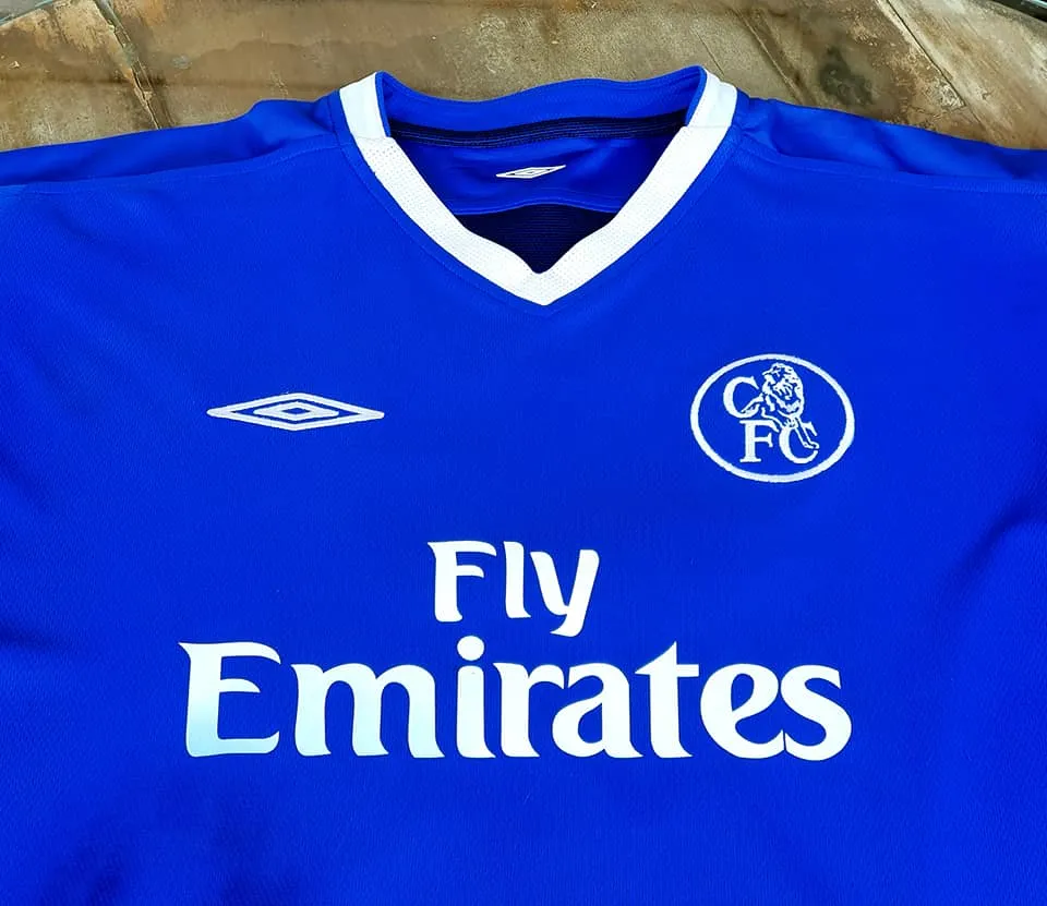 ENGLISH PREMIER CHELSEA 2004-05 PREMIER LEAGUE & LEAGUE CUP CHAMPION LEGENDARY ZOLA 25 JERSEY UMBRO REVERSIBLE SHIRT L  SOLD OUT!