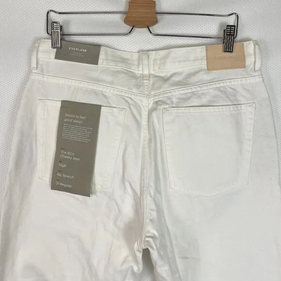 Everlane The 90s Cheeky High Rise Straight Leg Cotton Jean Bone White 31