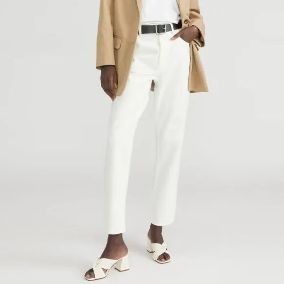Everlane The 90s Cheeky High Rise Straight Leg Cotton Jean Bone White 31