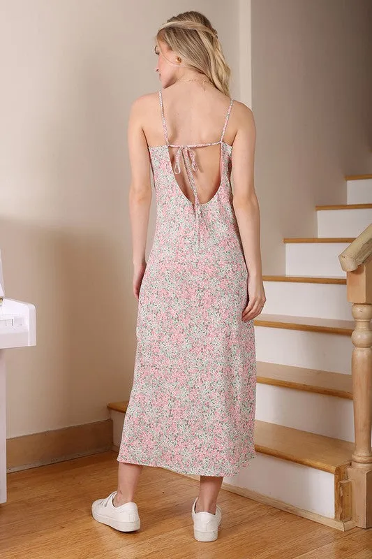 Floral cowl neck dress