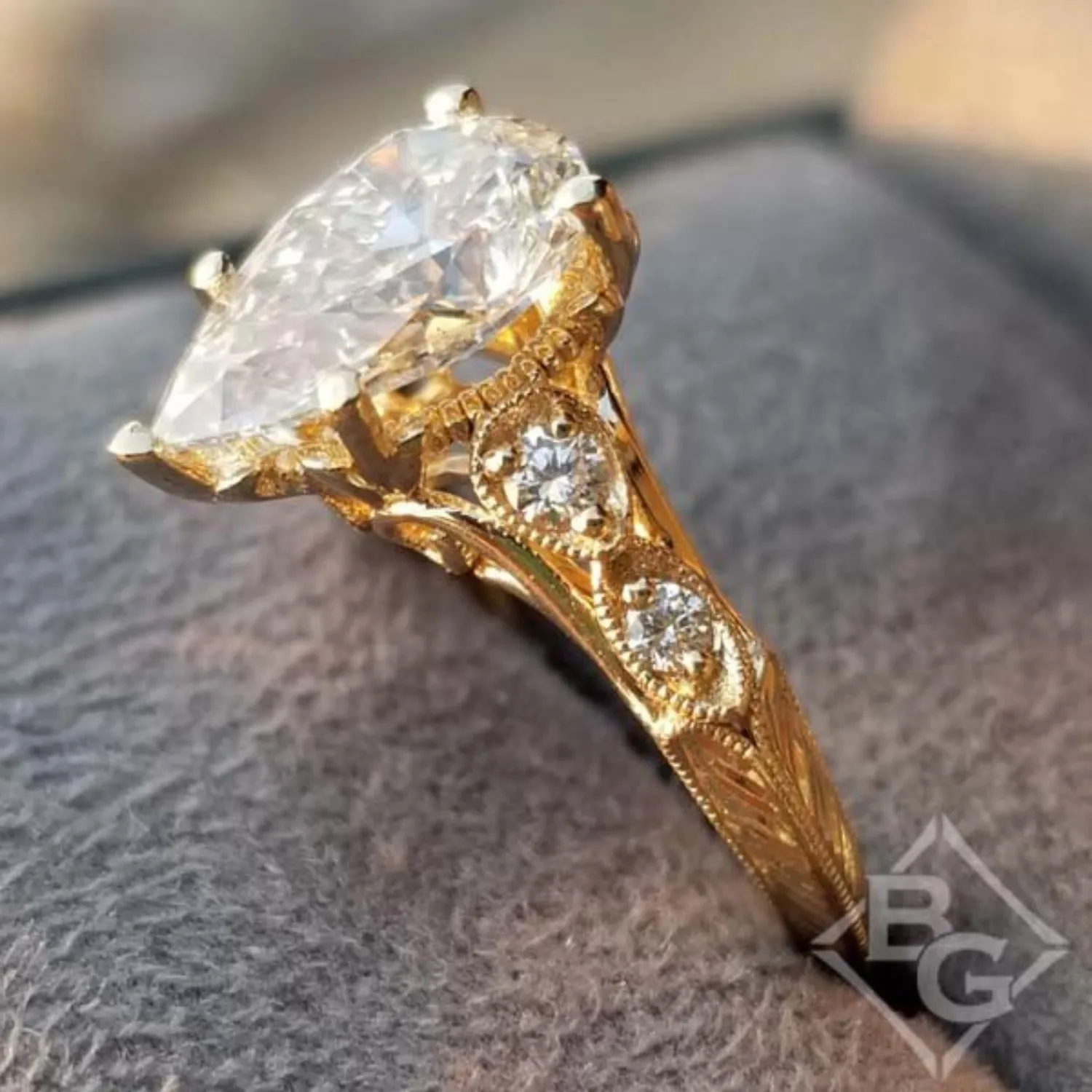 Gabriel & Co. "Chelsea" Pear Cut Diamond Engagement Ring