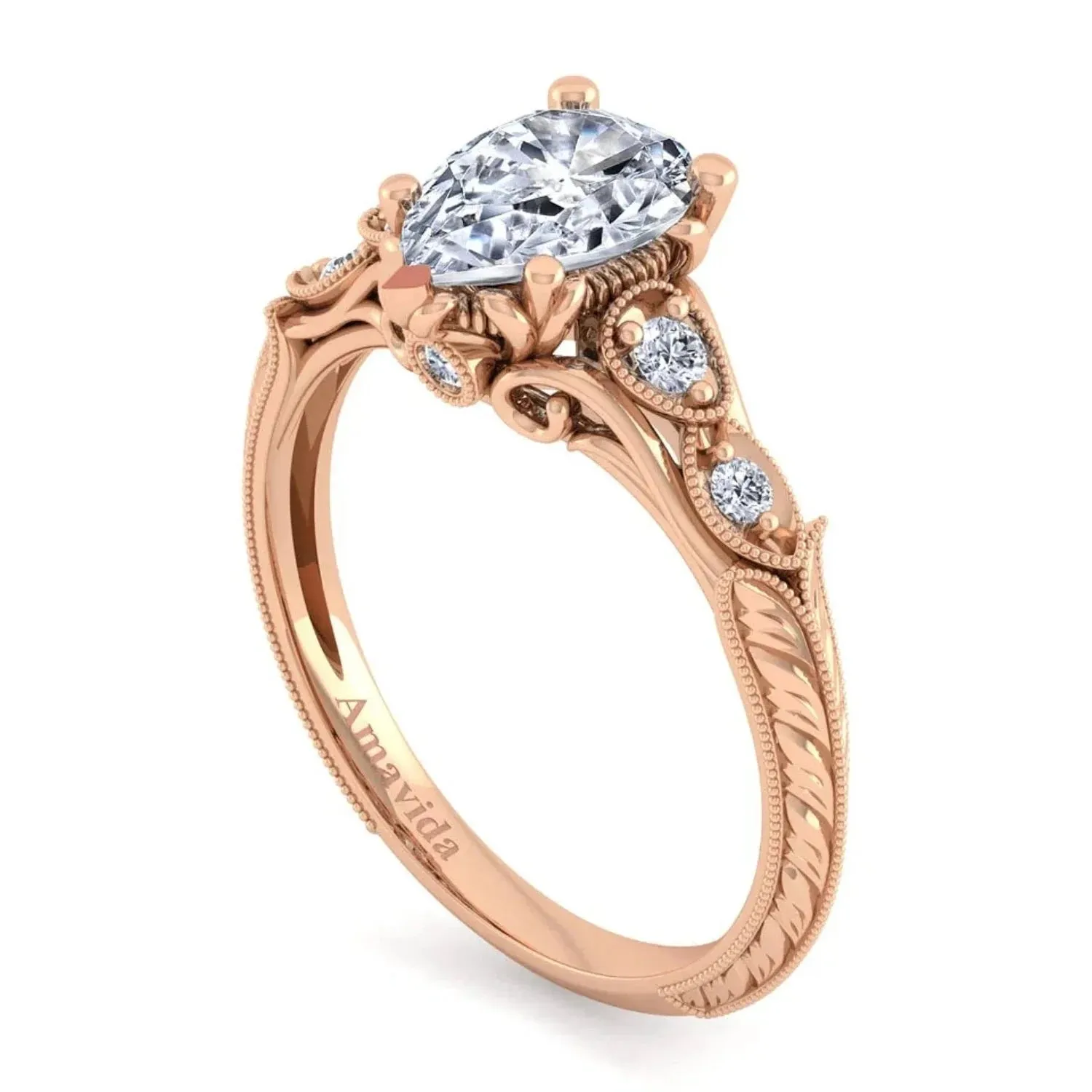 Gabriel & Co. "Chelsea" Pear Cut Diamond Engagement Ring