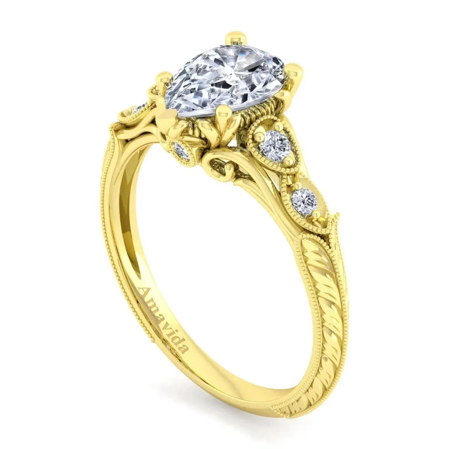 Gabriel & Co. "Chelsea" Pear Cut Diamond Engagement Ring