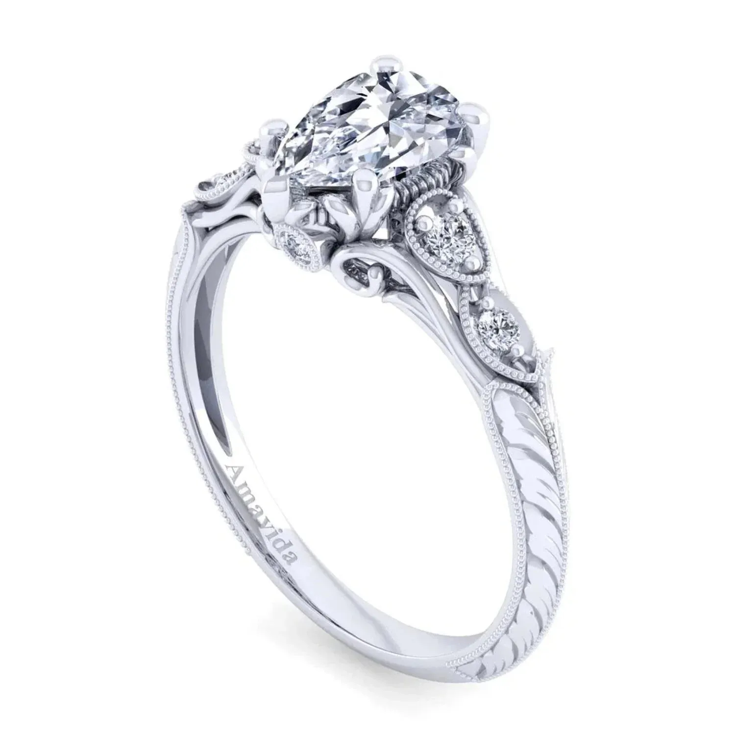 Gabriel & Co. "Chelsea" Pear Cut Diamond Engagement Ring